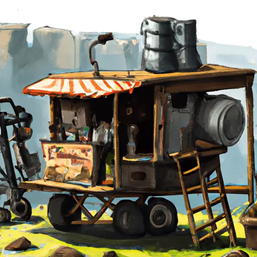 עגלת קפה אתגרית שהוצבה בשטח המפורץ של רמת הגולן