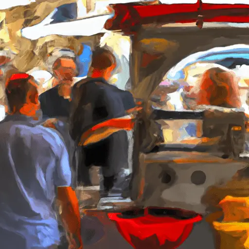 עגלת קפה עמוסה בשוק השוקק של הגליל התחתון