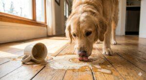 כלב מלקק קפה